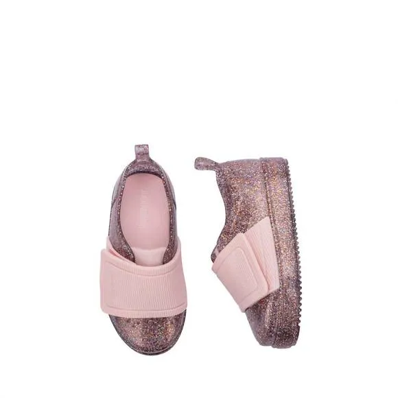 NEW MINI MELISSA girls' jelly pop sneaker in pink glitter