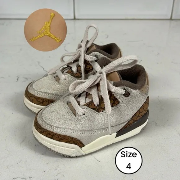 Nike Air Jordan 3 Retro TD Palomino Toddler Size 4C DM0968-102 Worn 3-4 times