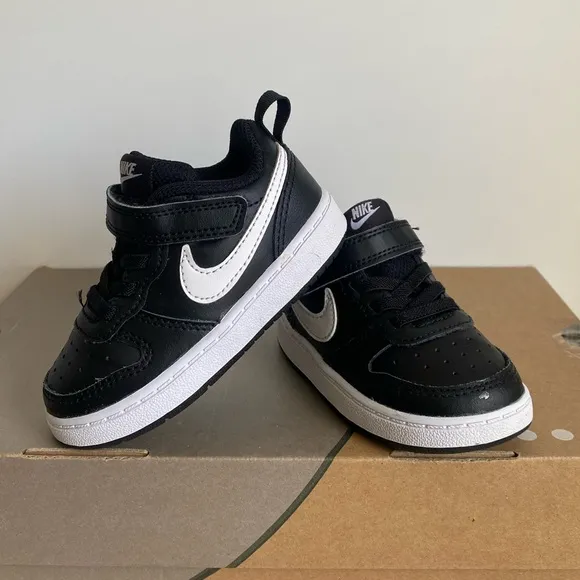 Nike Court Borough Low 2 Black/White Toddler Sneakers- SZ 6 C