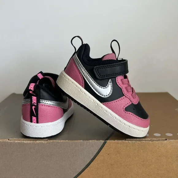 Nike Court Borough Low 2 SE Pink/Black Toddler Sneakers- SZ 4 C