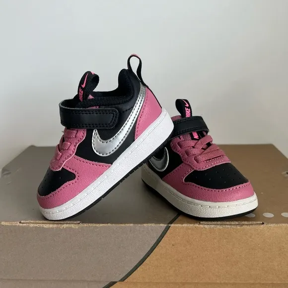Nike Court Borough Low 2 SE Pink/Black Toddler Sneakers- SZ 4 C