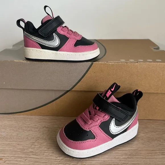Nike Court Borough Low 2 SE Pink/Black Toddler Sneakers- SZ 4 C