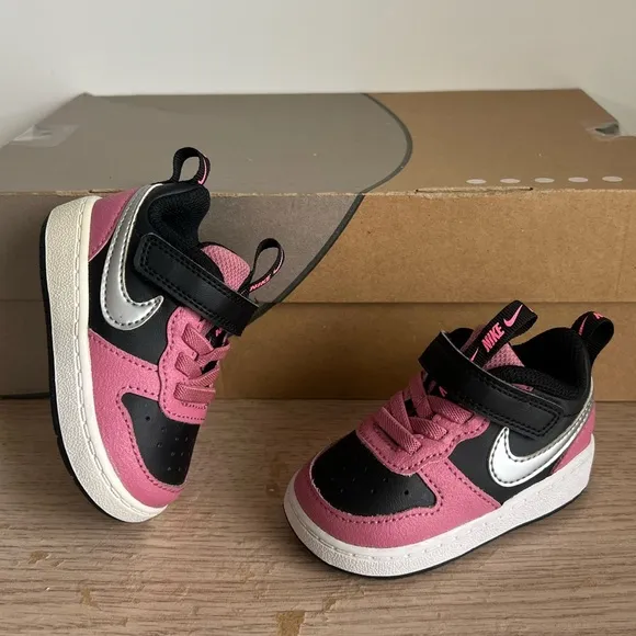 Nike Court Borough Low 2 SE Pink/Black Toddler Sneakers- SZ 4 C
