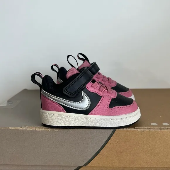 Nike Court Borough Low 2 SE Pink/Black Toddler Sneakers- SZ 4 C