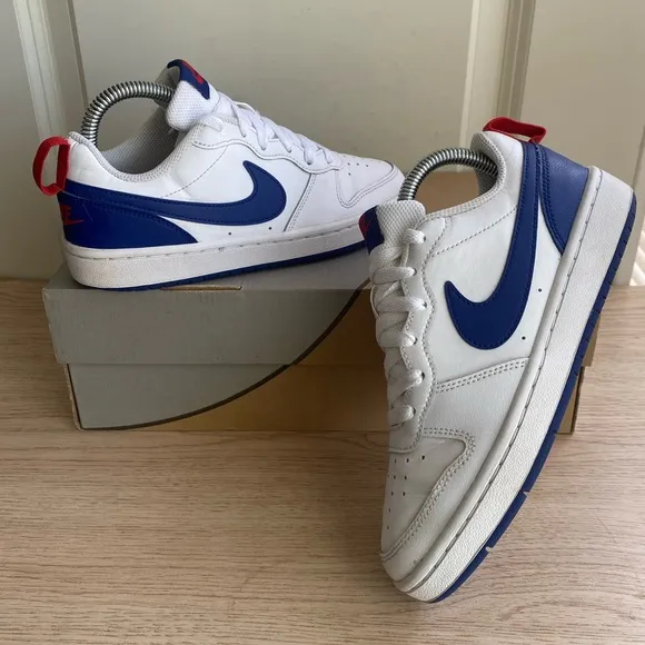 Nike Court Borough Low Kids Blue/White Sneakers - 4 Y- 5.5 W