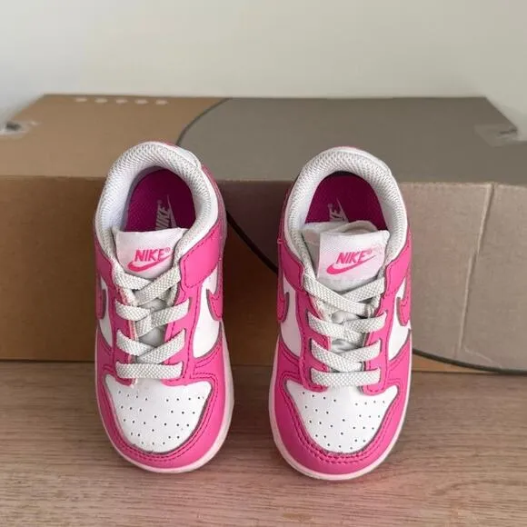 Nike Dunk Low Laser Fushsia/White Toddler Sneakers - SZ 6 C