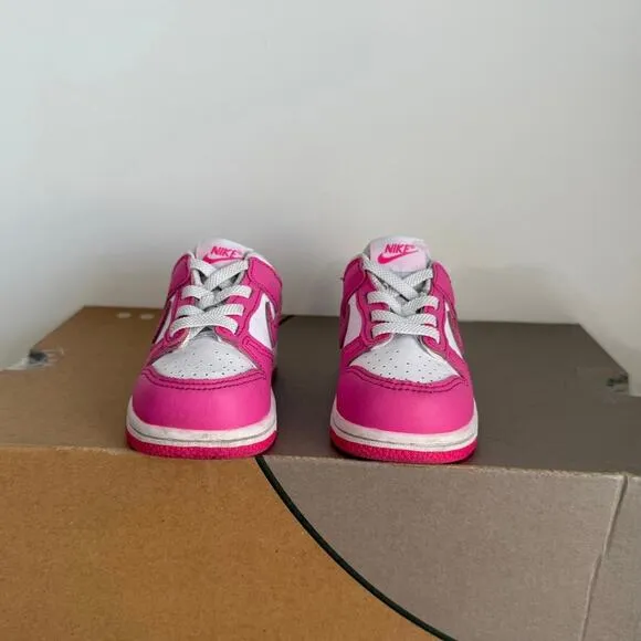 Nike Dunk Low Laser Fushsia/White Toddler Sneakers - SZ 6 C
