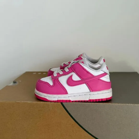 Nike Dunk Low Laser Fushsia/White Toddler Sneakers - SZ 6 C
