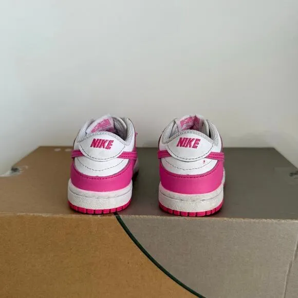 Nike Dunk Low Laser Fushsia/White Toddler Sneakers - SZ 6 C