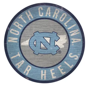 North Carolina Tar Heels Sign Wood 12 Inch Round State Design - Special Order