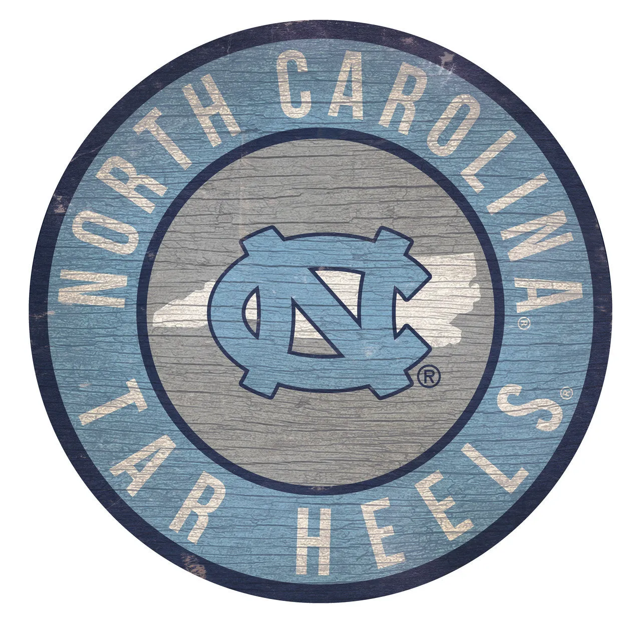 North Carolina Tar Heels Sign Wood 12 Inch Round State Design - Special Order