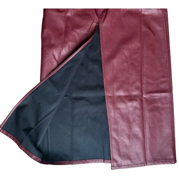NWT Free People City Slicker Faux Vegan Leather‎ Maxi Skirt in Red Jasper