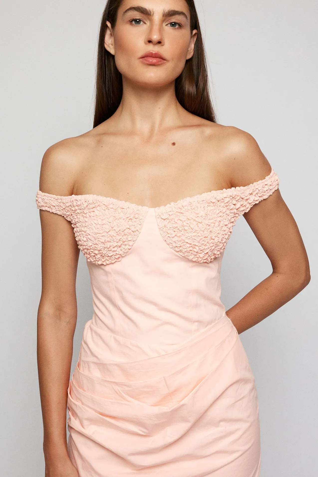 Off Shoulder Pleated Mini