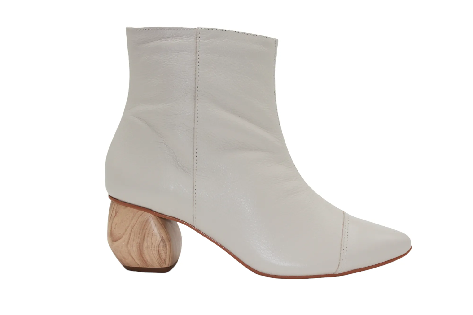 Off White Leather Ankle Boots