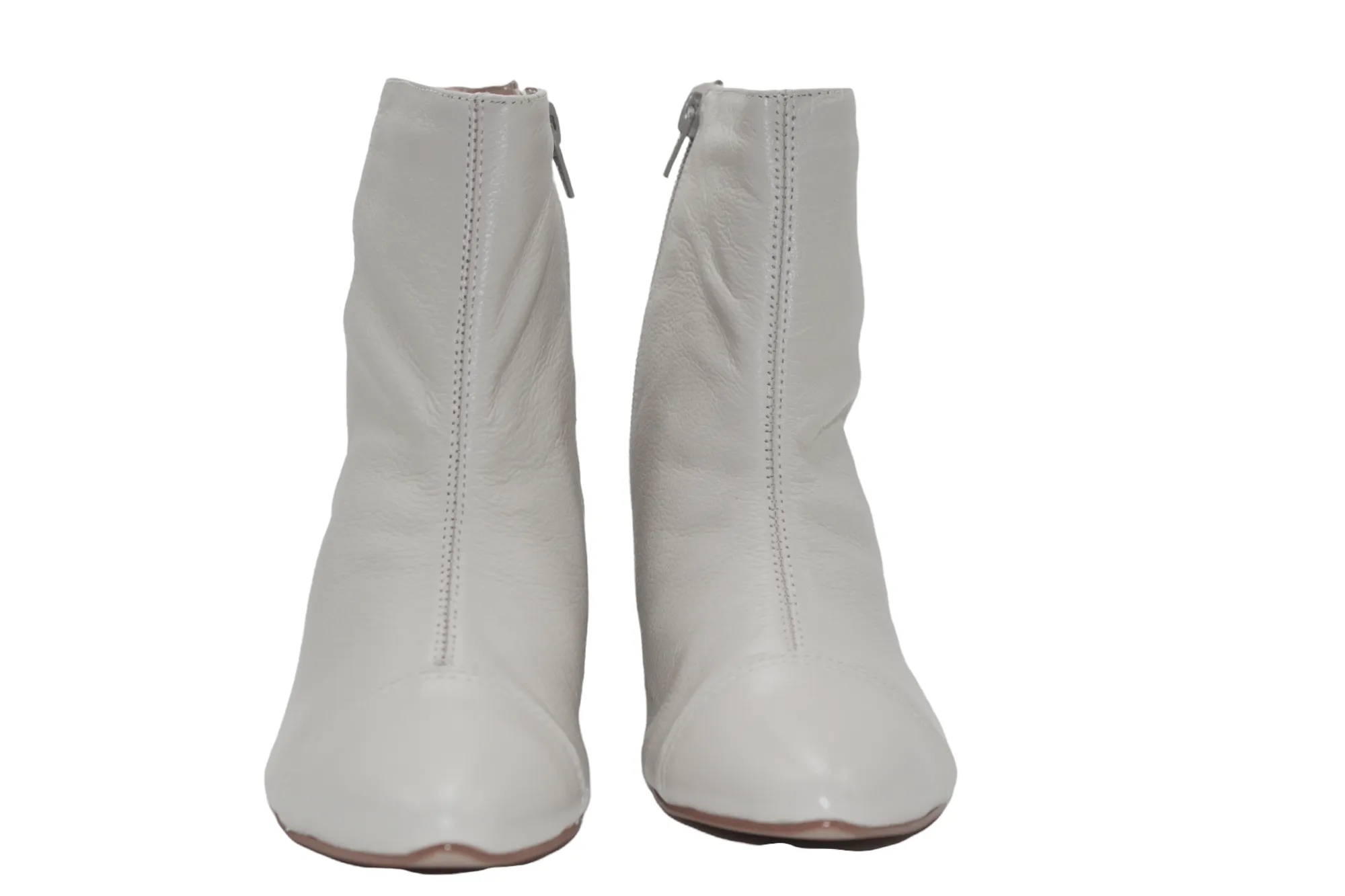 Off White Leather Ankle Boots