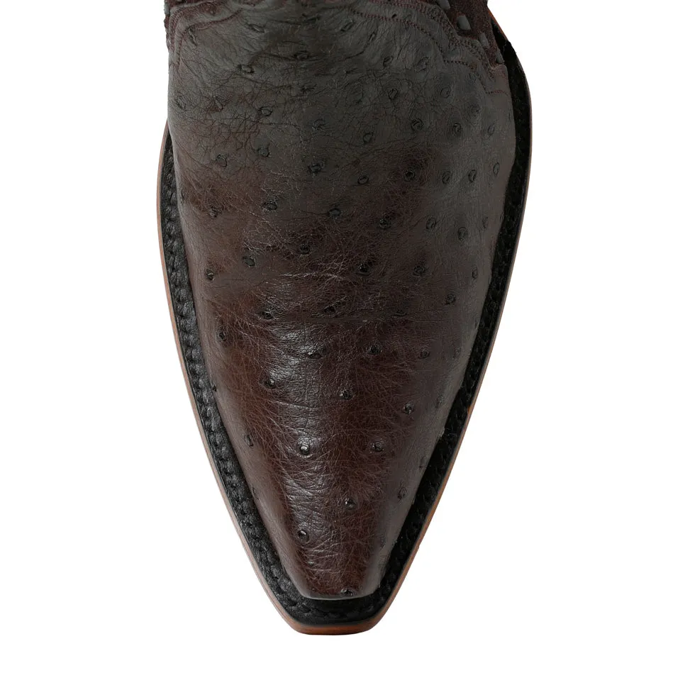 Ostrich with Nubuck Ankle Zipper - Nicotine