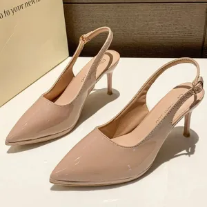 'Peony' Leather Pointed Toe Stiletto Heels