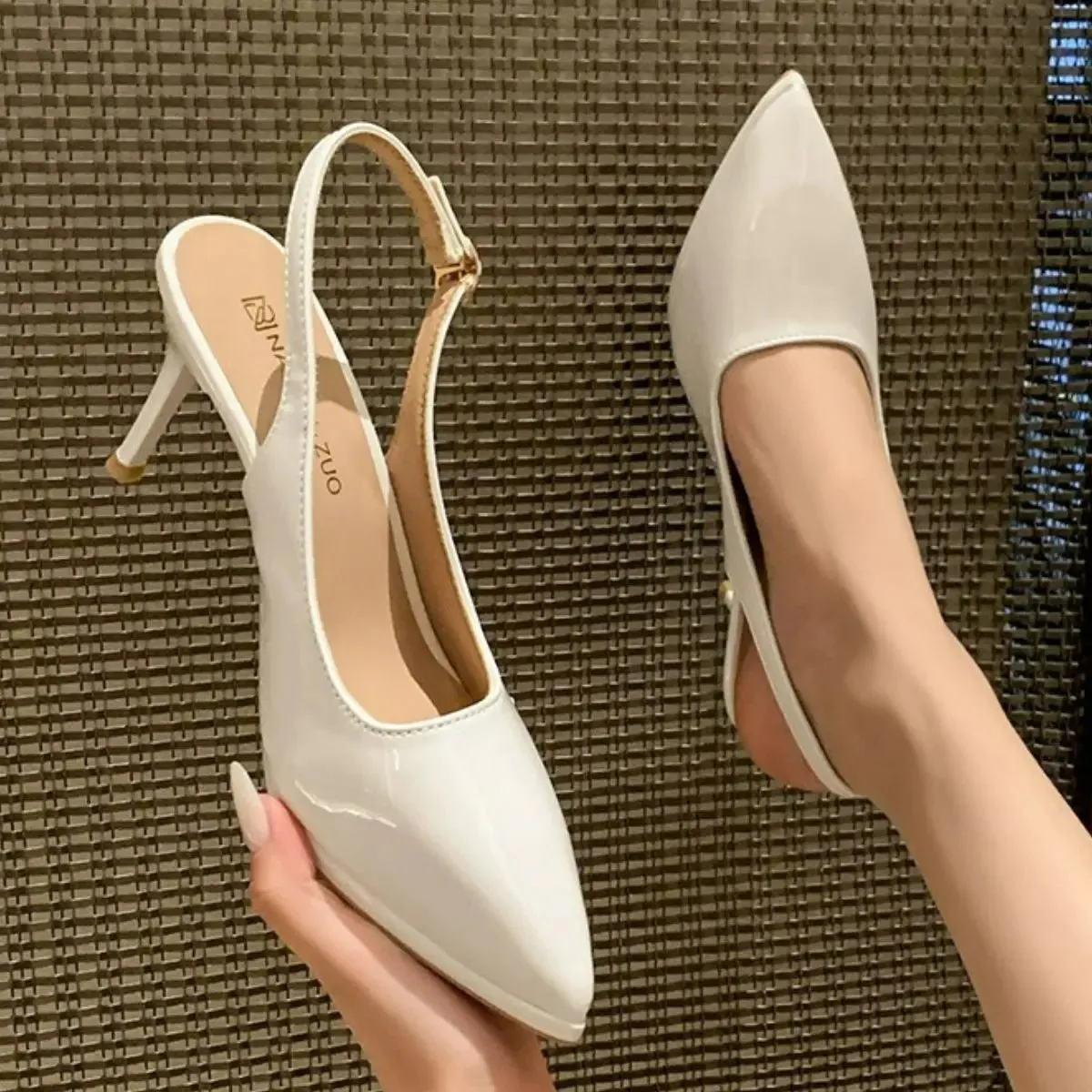 'Peony' Leather Pointed Toe Stiletto Heels