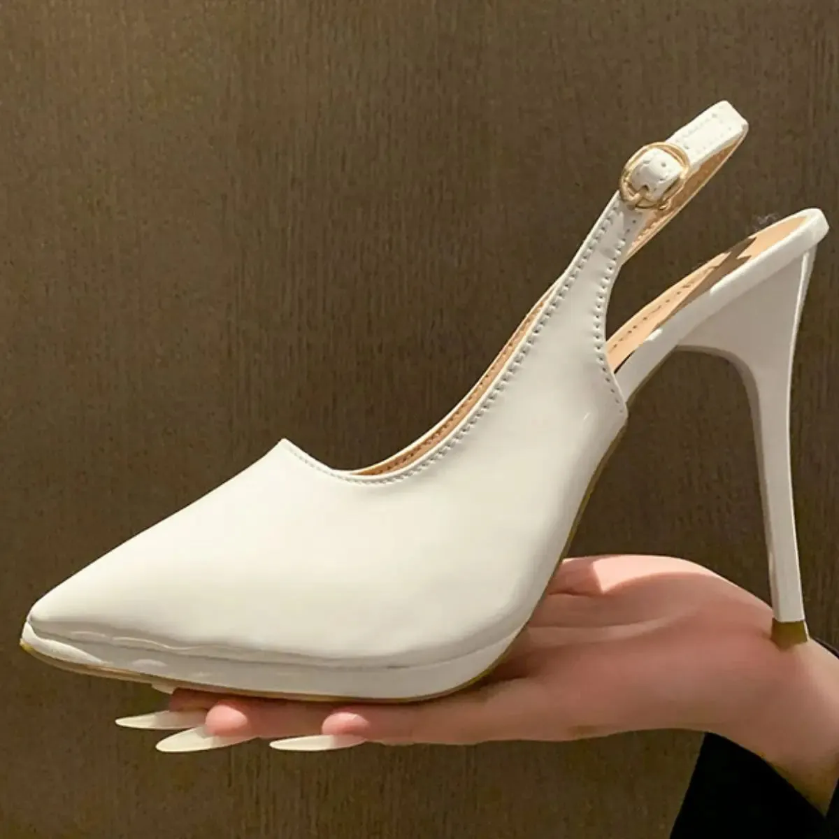 'Peony' Leather Pointed Toe Stiletto Heels