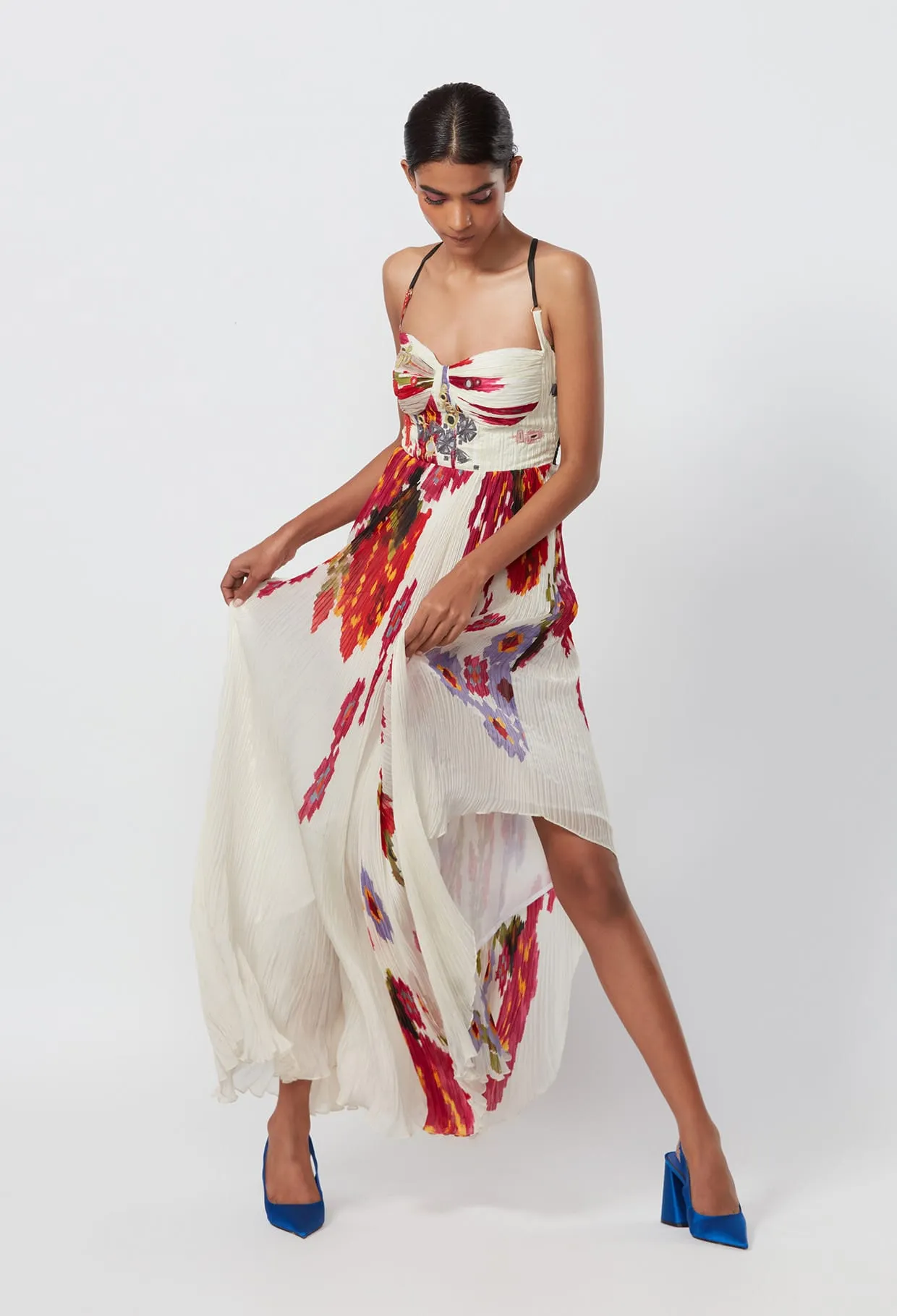 Pleated Asymmetric Dress