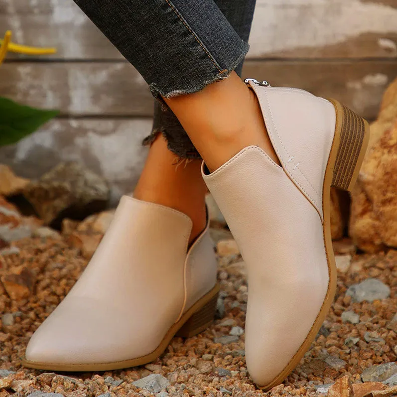 Pointed Toe Chunky Heel Boots