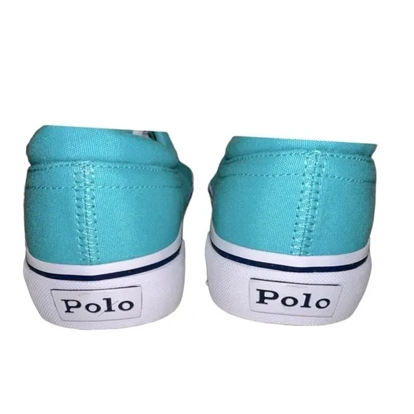 Polo Ralph Lauren Tiffany Turquoise Blue Keaton Canvas Lace Up Sneaker Sz 10