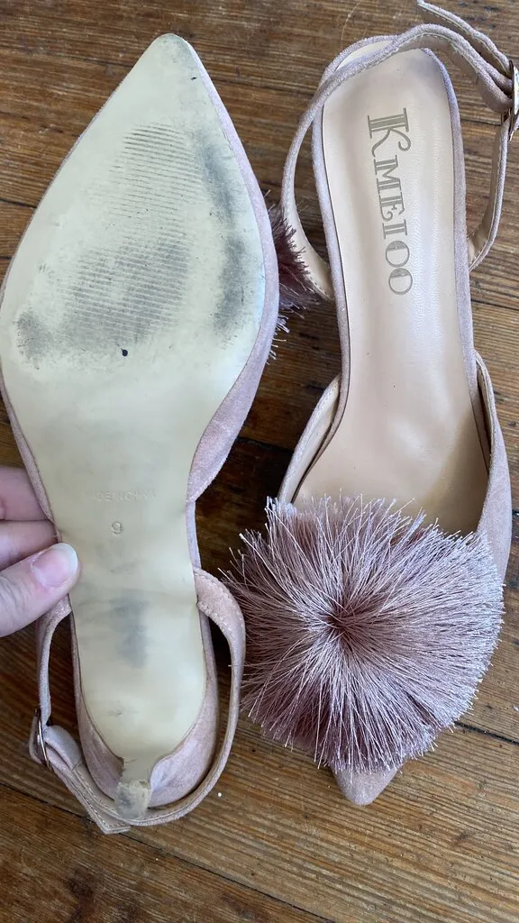 Pom Pom Pointed Kitten Slingbacks