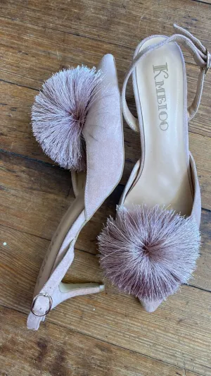 Pom Pom Pointed Kitten Slingbacks