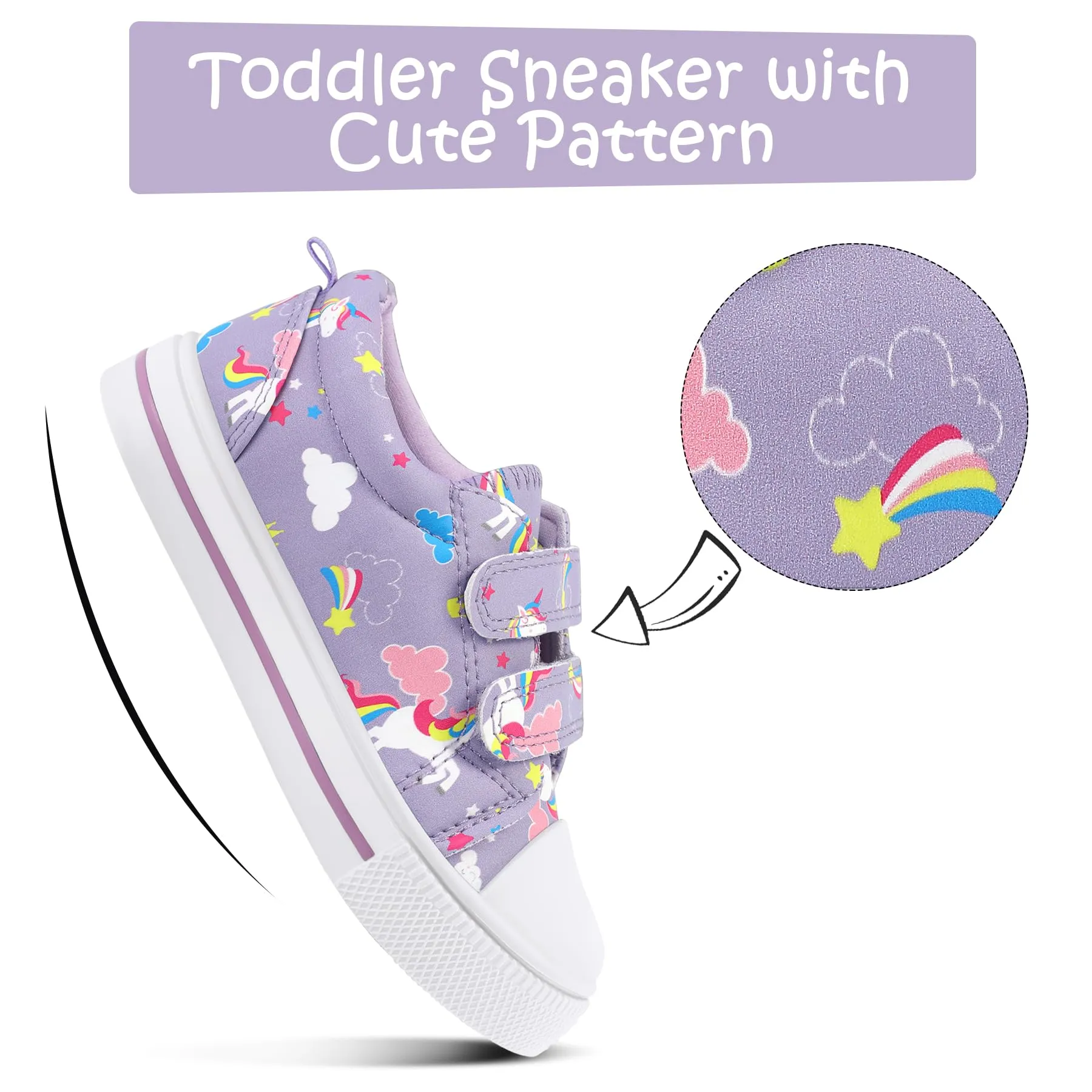 Purple Cartoon Unicorn Canvas Sneakers