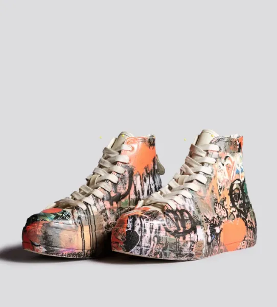 R13 Kurt High Top Sneaker- Heart Graffiti