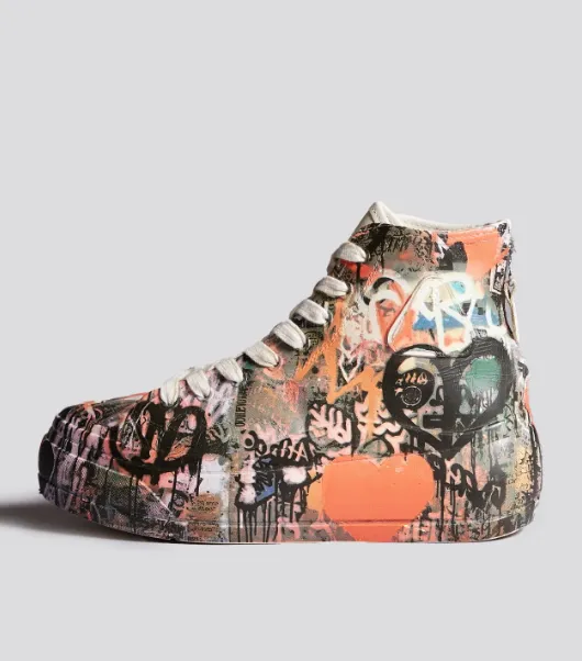 R13 Kurt High Top Sneaker- Heart Graffiti
