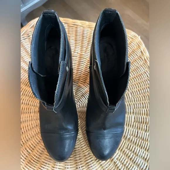 Rag &amp; Bone Harrow Leather Ankle Boots Black Size 37 1/2 / US 6