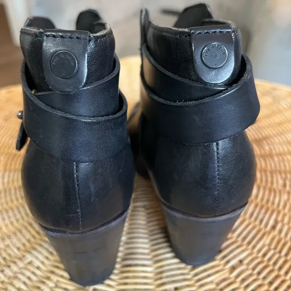 Rag &amp; Bone Harrow Leather Ankle Boots Black Size 37 1/2 / US 6