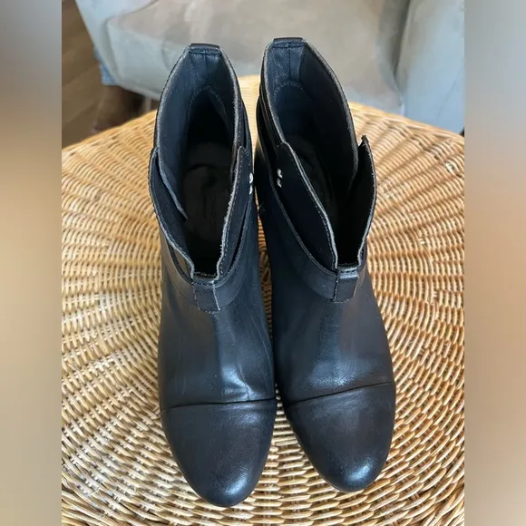 Rag &amp; Bone Harrow Leather Ankle Boots Black Size 37 1/2 / US 6