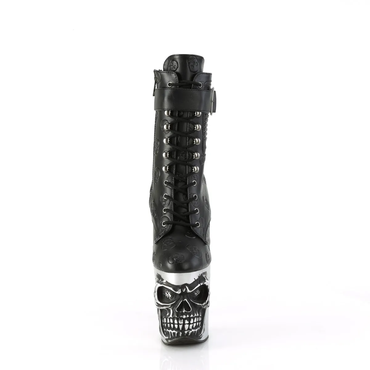 RAPTURE-1020STR-02  Black Faux Leather/Silver Matte-Rubbed Black