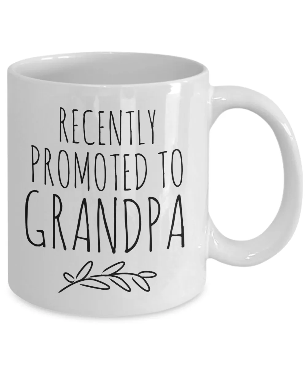 Recently Promoted to Grandpa Mug Funny Future Grandfather Reveal Announcement Coffee Cup
