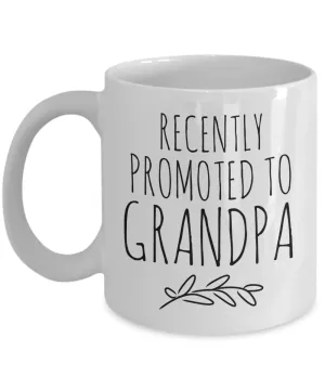 Recently Promoted to Grandpa Mug Funny Future Grandfather Reveal Announcement Coffee Cup