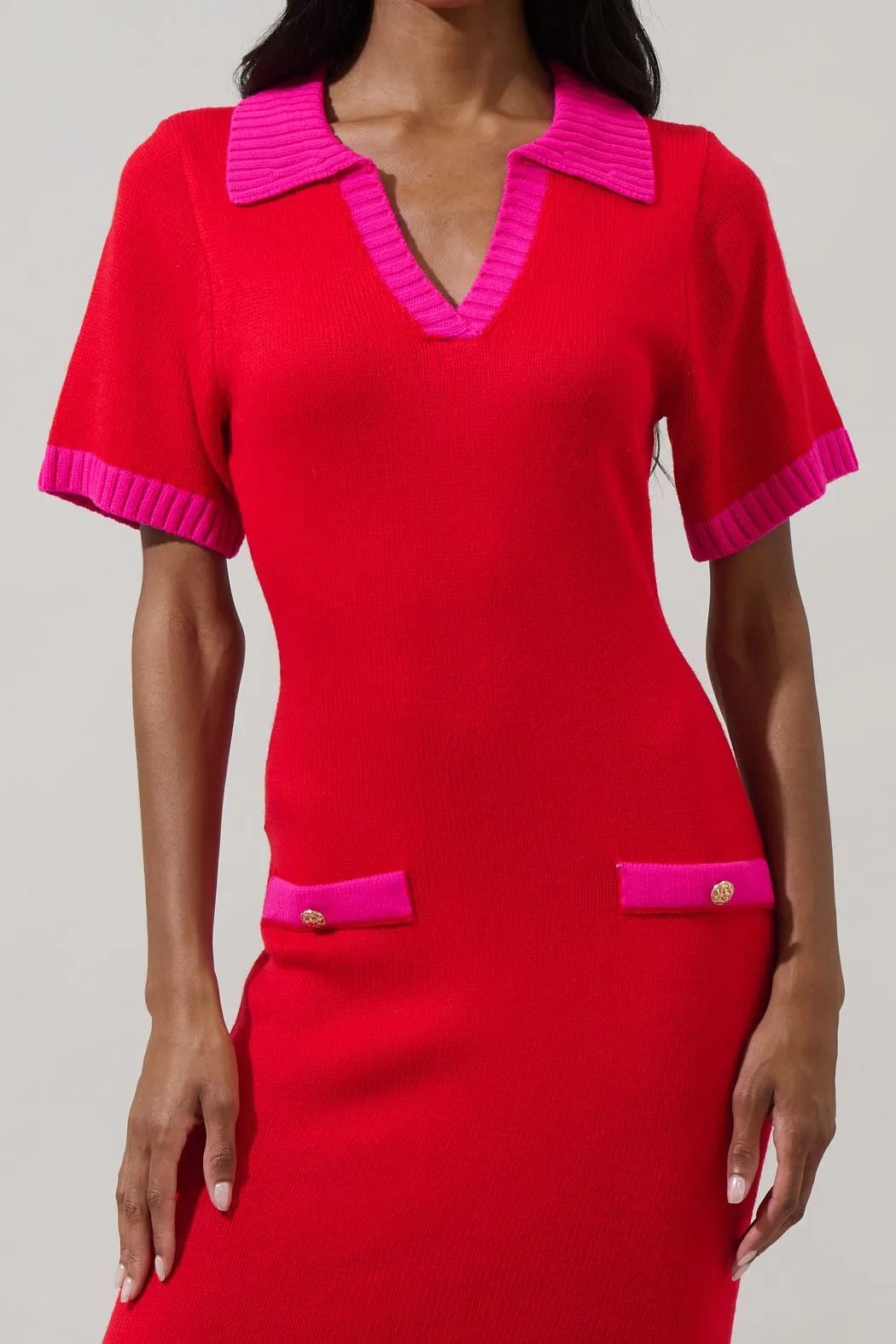 Rison Collared Midi Sweater Dress