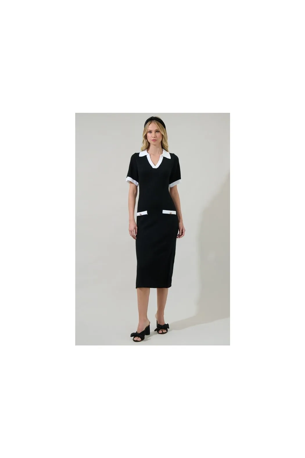 Rison Collared Midi Sweater Dress