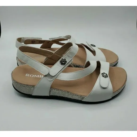 Romika Women's Leather Strappy Sandal Comfort Shoe White Size 41