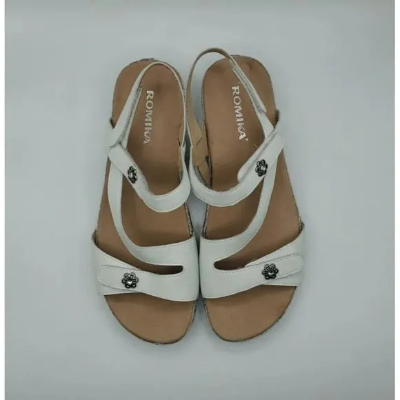 Romika Women's Leather Strappy Sandal Comfort Shoe White Size 41
