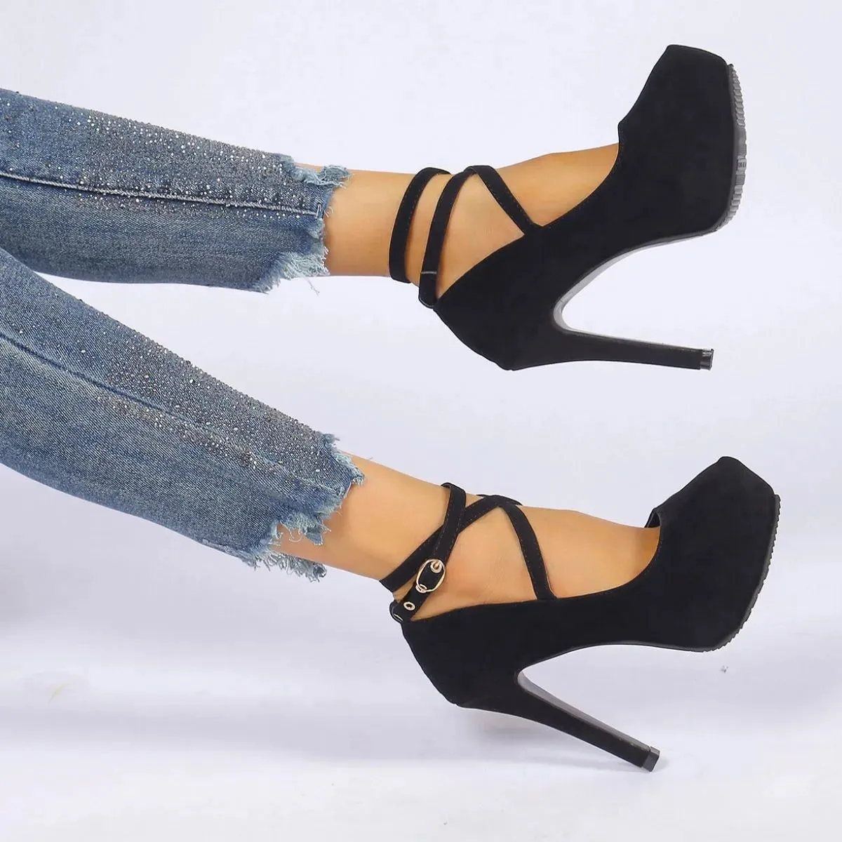 Round Toe Stiletto Pumps