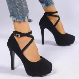Round Toe Stiletto Pumps