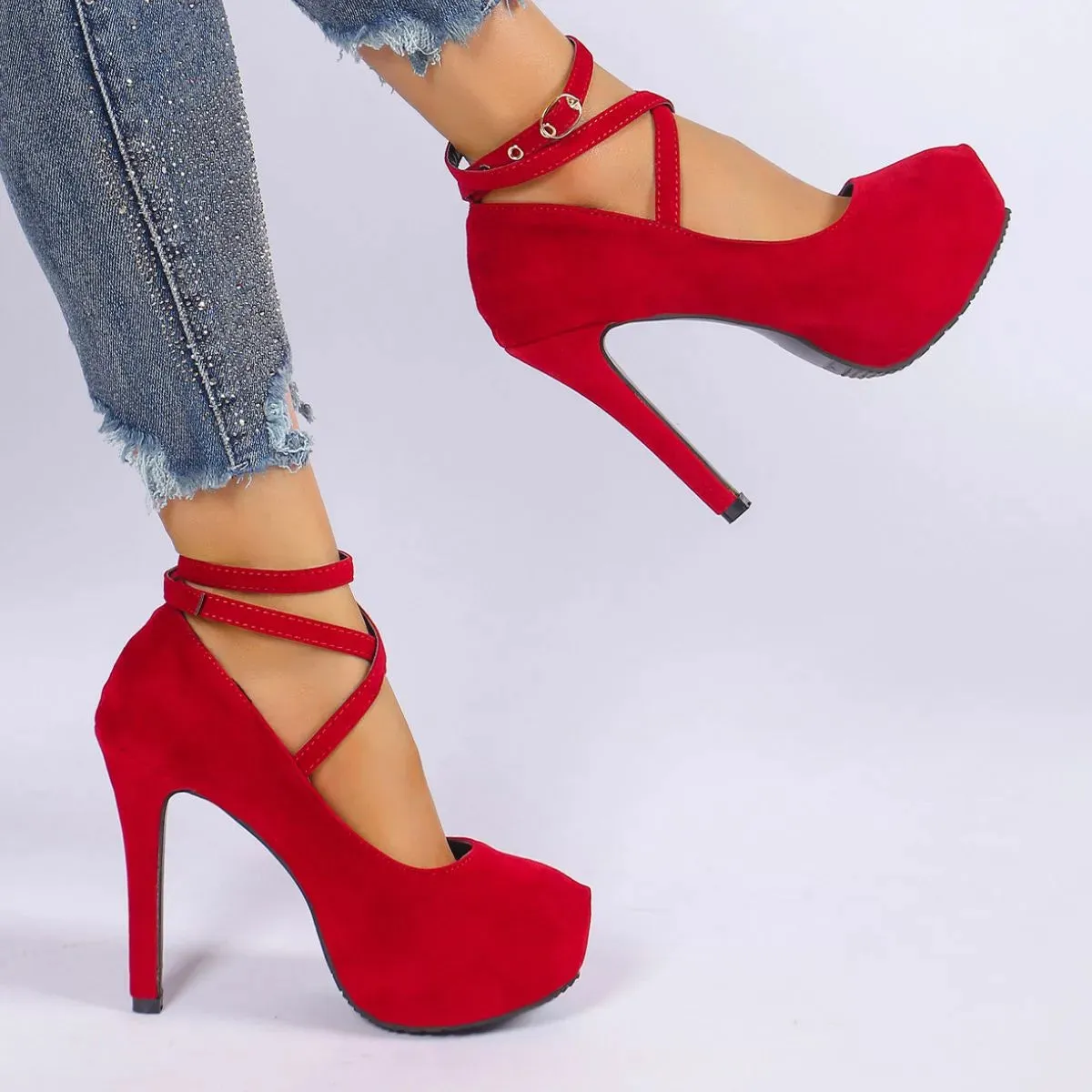 Round Toe Stiletto Pumps