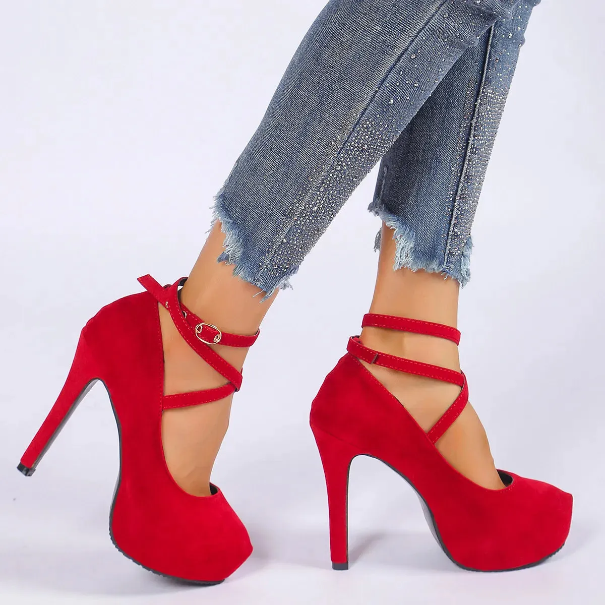 Round Toe Stiletto Pumps