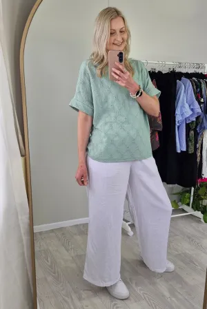Sage Broderie Anglaise Lynlee Top