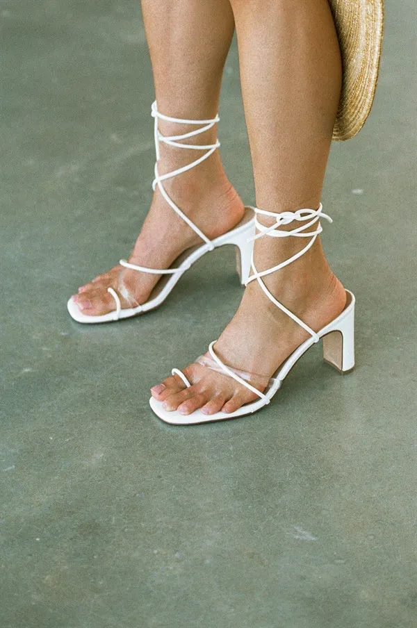 SAMPLE-Strappy Rafaela Heels - White
