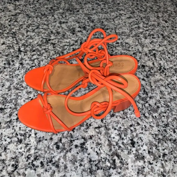 SCHUTZ Evereve New in Box Binky Mid Strappy Heel Sandal in Orange Size 10