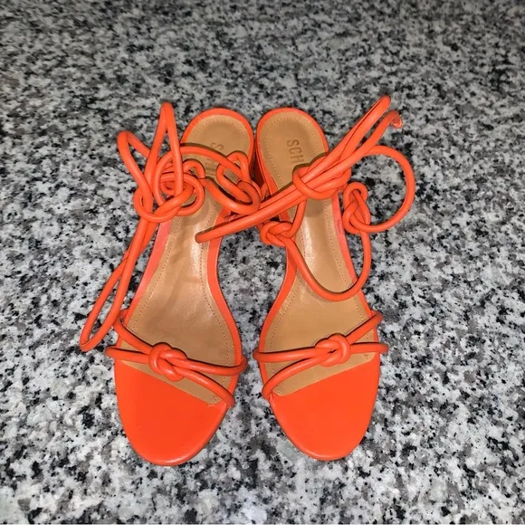 SCHUTZ Evereve New in Box Binky Mid Strappy Heel Sandal in Orange Size 10