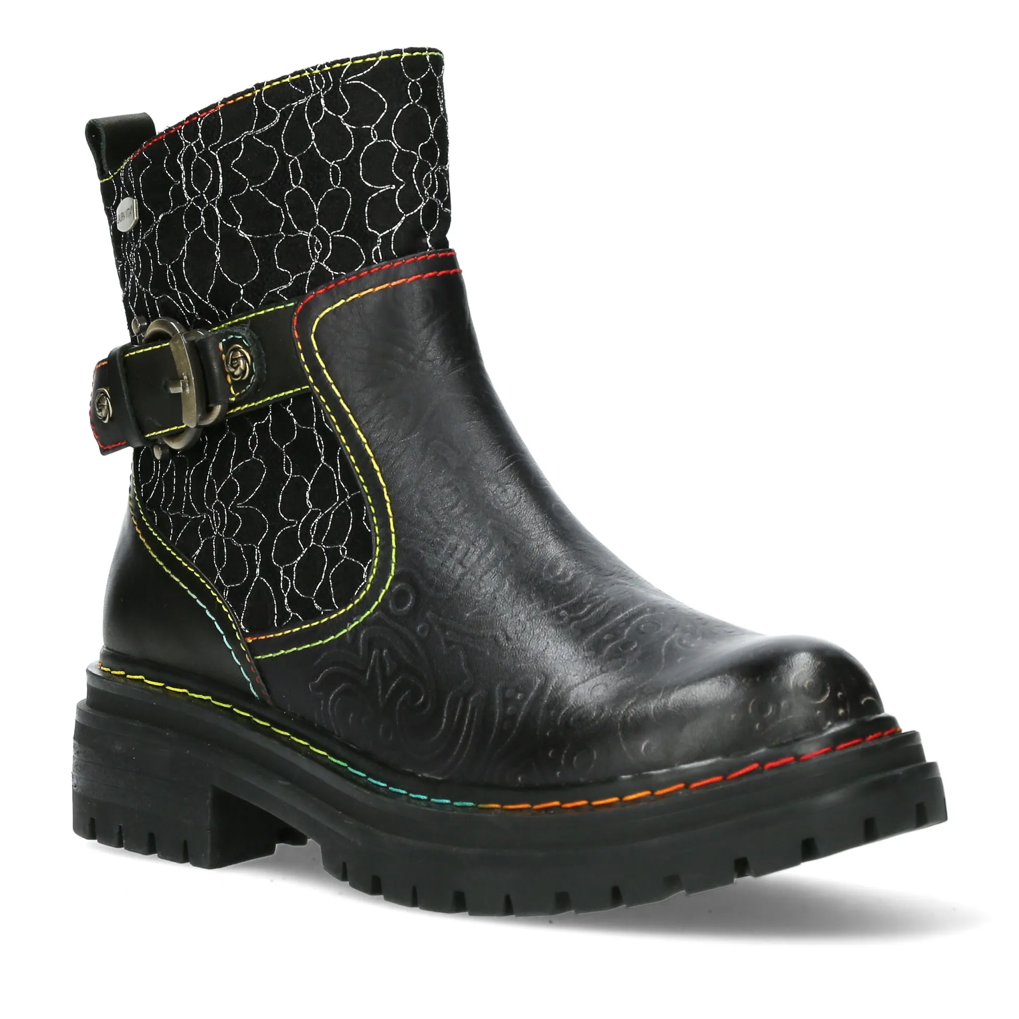 SIZE 3/36* Embossed Ankle High Kandyo 0123 Black Boots